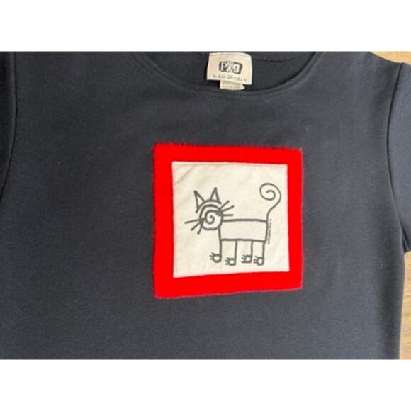 "POG" MADE IN USA Vtg Y2k Cat Art Dress SZ M Whimsical Lagenlook Signed PLZ READ - Picture 6 of 13